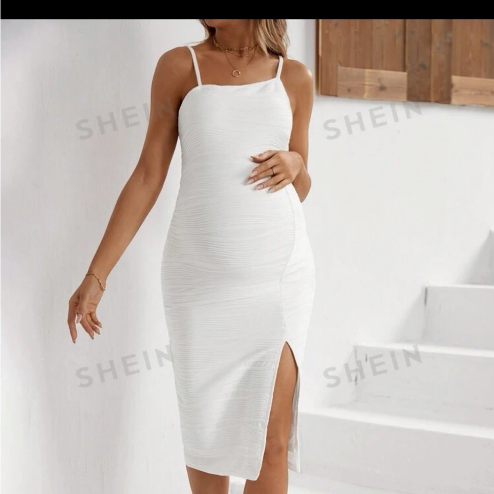SHEIN Elegant, Sexy, And Professional Maternity Dress With Split And Tight Desig